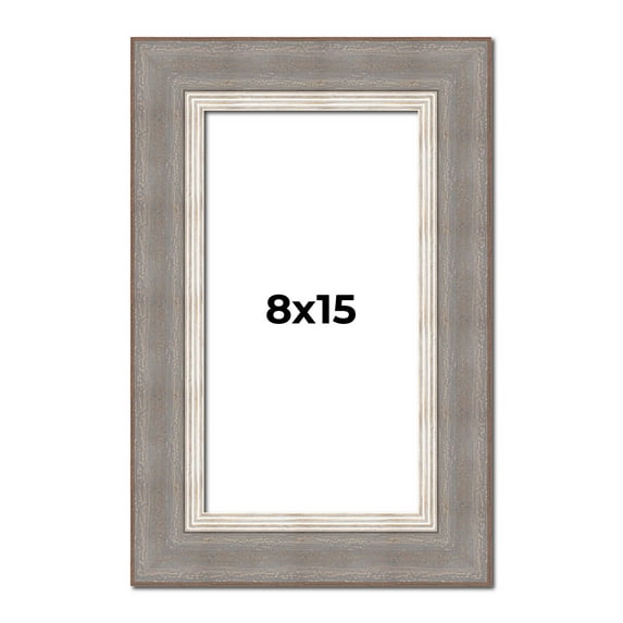 8x15 Frame Grey Real Wood Picture Frame Width 2.75 Inches | Interior Frame Depth 0.5 Inches | Linus