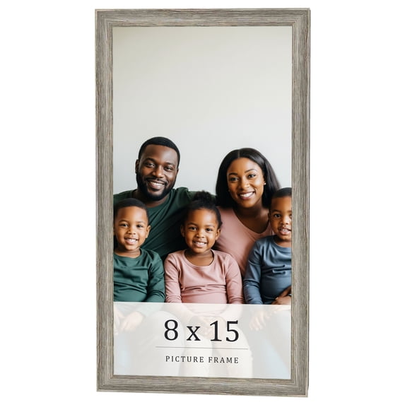 8x15 Frame Grey Solid Wood Picture Frame Width 1 Inches | Interior Frame Depth 0.5 Inches |