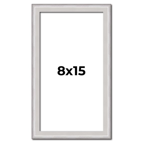 8x15 Frame Silver Inner Slope Bevel Picture Frame | 1 Inch Moulding Width | 0.75 Inch Rabbet Depth