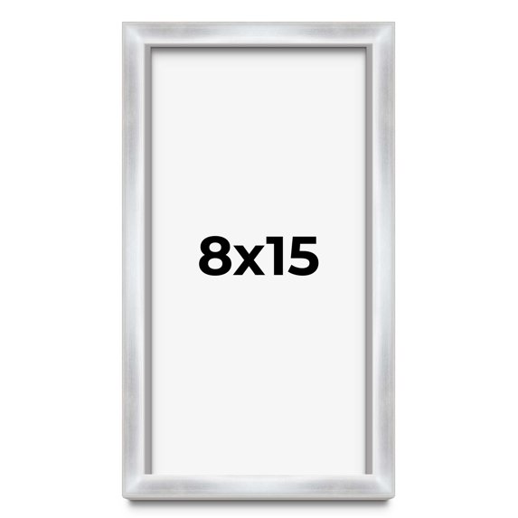 8x15 Frame Silver Whitewashed Wood Grain Solid Wood Shadow Box | 0.75 Inch Moulding Width | 0.75