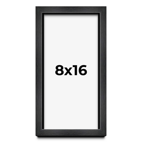 8x16 Frame Black Charcoal Grey Wood Textured Picture Frame | 0.75 Inch Moulding Width | Gunmetal