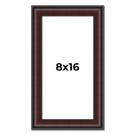 8x16 Frame Brown Round Mahogany Solid Wood Picture Frame | 1.625 Inch Moulding Width | with UV