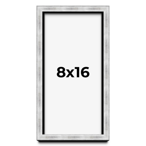 8x16 Frame Brushed Silver Solid Wood Picture Frame | 0.75 Inch Moulding Width | Rabbet Depth 0.75