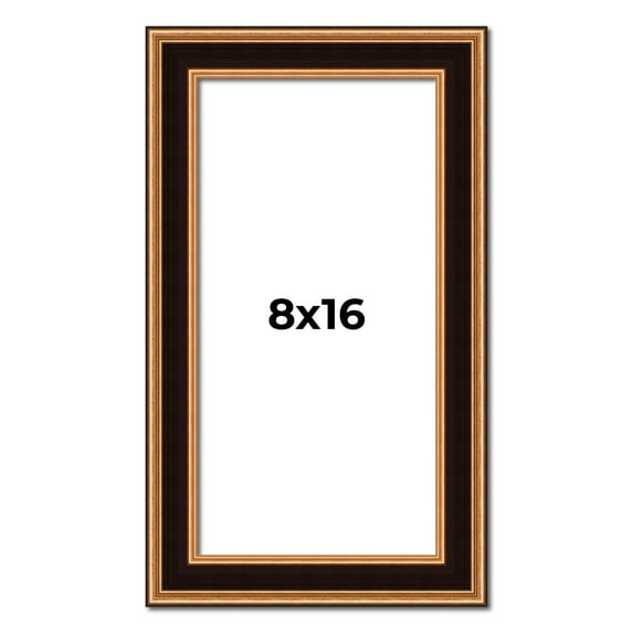8x16 Frame Gold Brown Plein Air Vintage Solid Wood Picture Frame | 1.75 Inches Moulding Width |