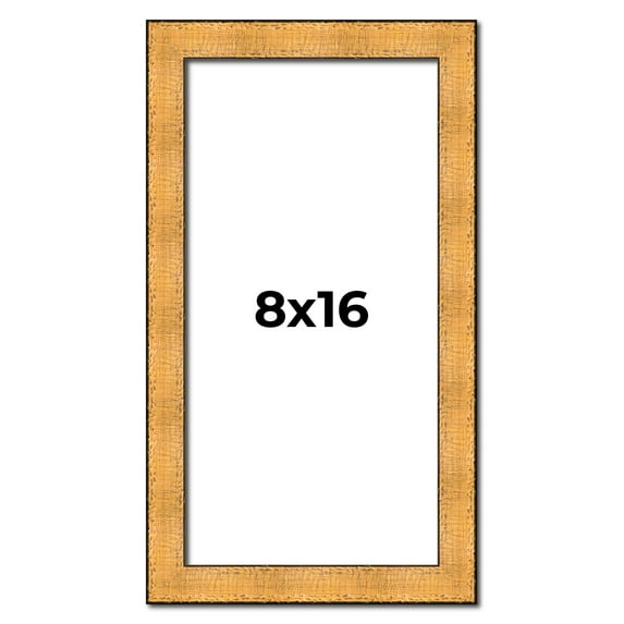 8x16 Frame Gold Rustic Solid Wood Picture Frame | 1.25 Inch Wide Moulding | Rustique Gold