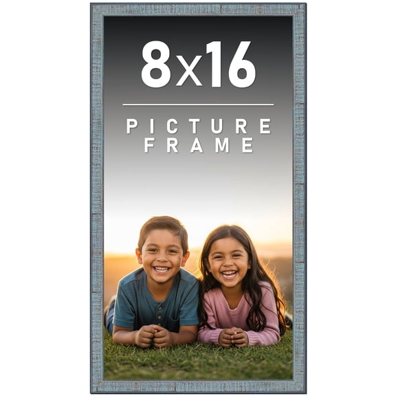 8x16 Frame Rustic Sky Blue Solid Wood Picture Frame | 0.75 Inch Moulding Width |Includes UV Acrylic