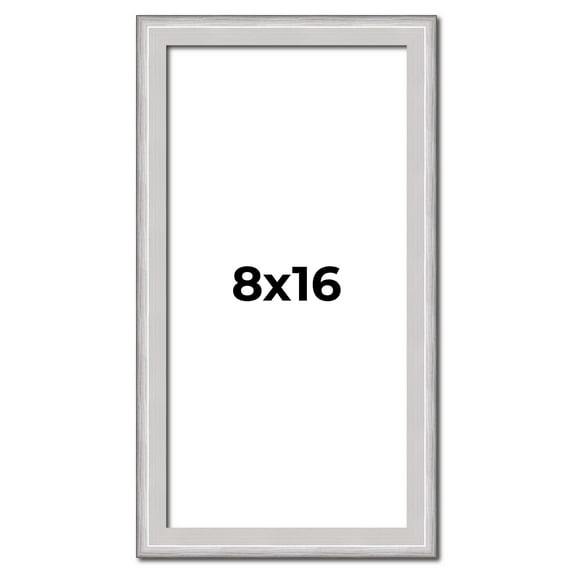 8x16 Frame Silver Inner Slope Bevel Picture Frame | 1 Inch Moulding Width | 0.75 Inch Rabbet Depth