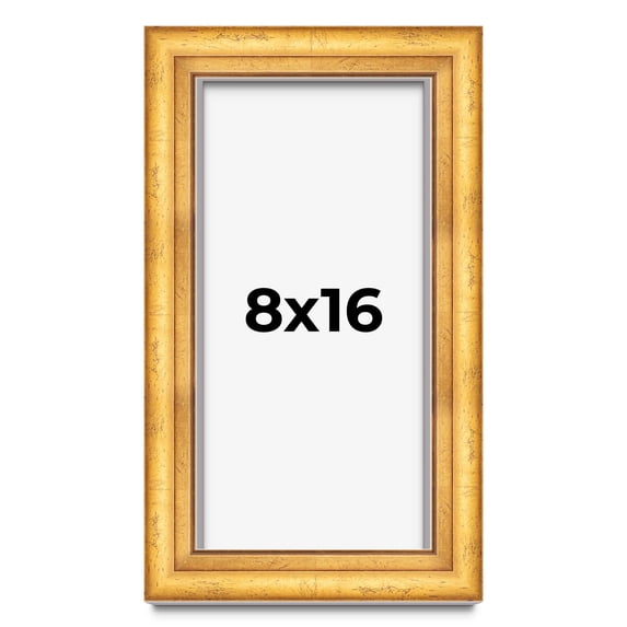 8x16 Shadow Box 1.75" Deep Gold Picture Frame - UV Acrylic, Backing, Hanging Hardware