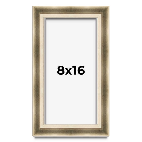 8x16 Shadow Box Frame Silver | 1.75 inches Deep Real Wood Traditional Shadowbox Display Frame | UV