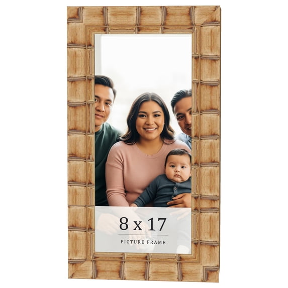 8x17 Frame Beige Real Wood Picture Frame Width 3 inches | Interior Frame Depth 0.5 inches | Natural