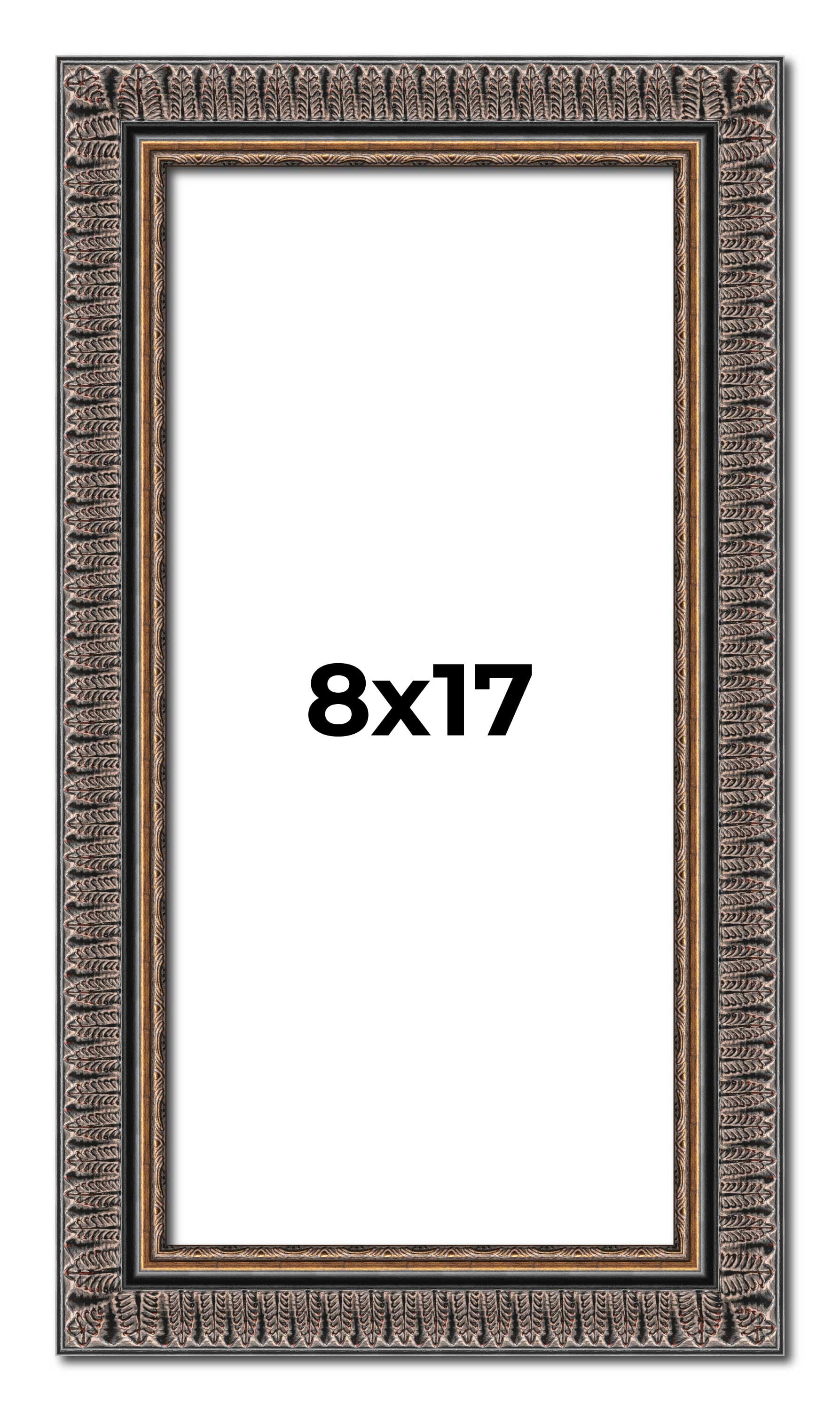 8x17 Frame Black Feather Payton Ornate Solid Wood Picture Frame Width 1 ...