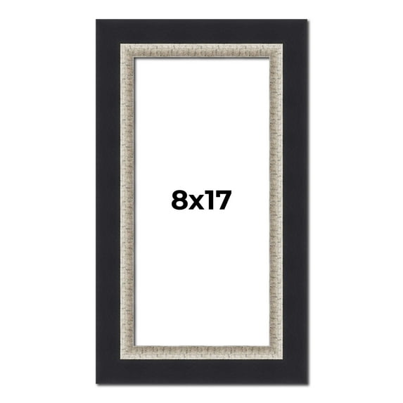 8x17 Frame Black Real Wood Picture Frame Width 2.25 Inches | Interior Frame Depth 0.5 Inches |
