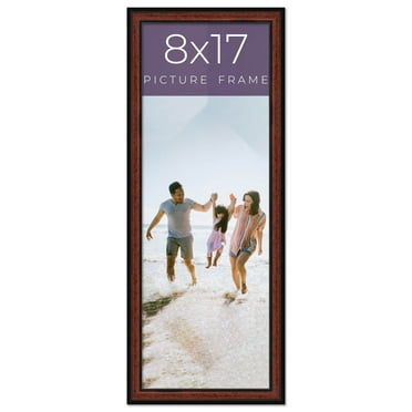 8x17 Frame Executive Brown Round Mahogany Finish Solid Wood Picture Frame | 1.25 Inch Moulding