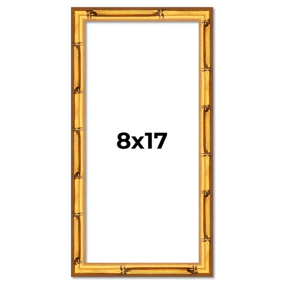8x17 Frame Gold Bamboo Solid Wood Picture Frame | 1 Inch Moulding Width | Interior Frame Depth 0.75