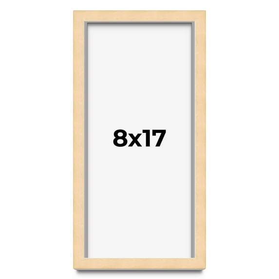 8x17 Frame Natural Wood Picture Frame | 0.75 Inch Moulding Width | with UV Acrylic Plexiglass, Foam