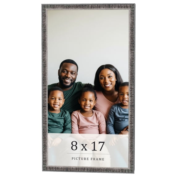 8x17 Frame Silver Grey Distressed Solid Wood Picture Frame | 0.75 Inch Moulding Width | Interior
