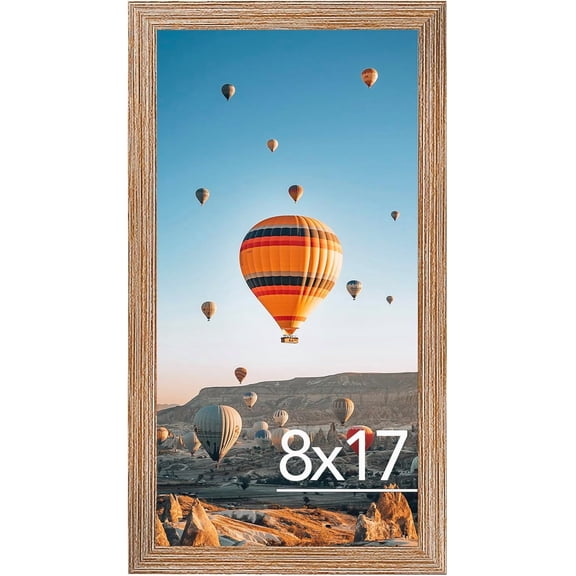 8x17 Picture Frame Rustic Brown for Poster Photo Picture, Horizontal and Vertical Formats for Wall Hanging, 8 x 17 Wall Gallery Poster Photo Frame for 8 by 17 Photos Posters, Rustic Brown