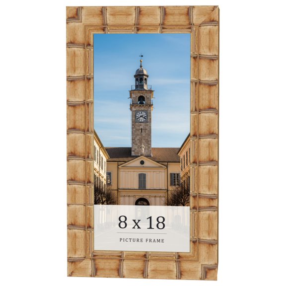 8x18 Frame Beige Real Wood Picture Frame Width 3 inches | Interior Frame Depth 0.5 inches | Natural