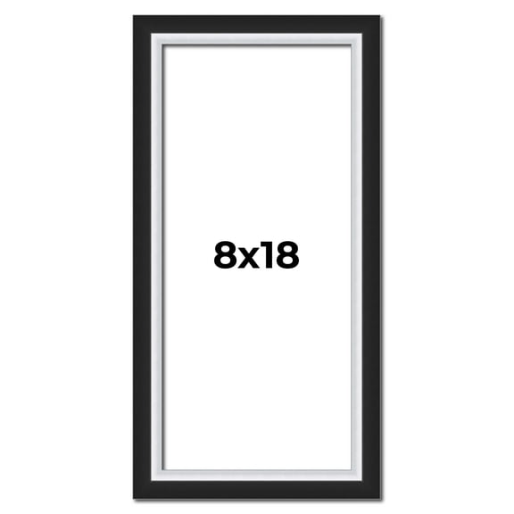 8x18 Frame Black & Silver Solid Wood Picture Frame Width 1.25 Inches | Interior Depth 0.75 Inches |