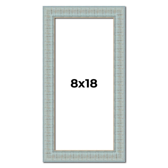 8x18 Frame Blue Teal Distressed Solid Wood Picture Frame | 1.625 Inch Moulding Width | Sonoma Blue