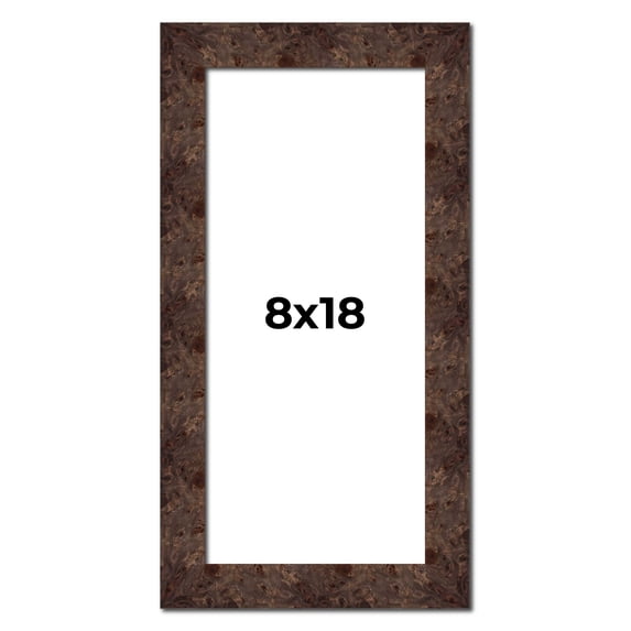 8x18 Frame Brown Burl Real Wood Picture Frame Width 1.625 Inches | Interior Frame Depth 0.5 Inches