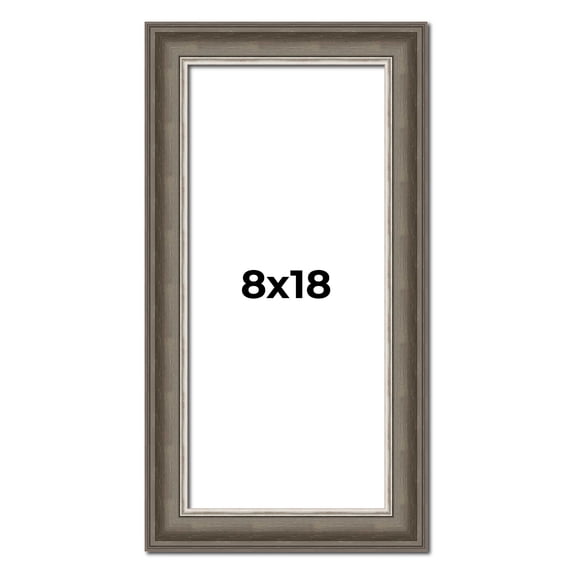 8x18 Frame Brown Solid Wood Picture Frame | 1.75 Inch Moulding Width | Austin Frame Complete with