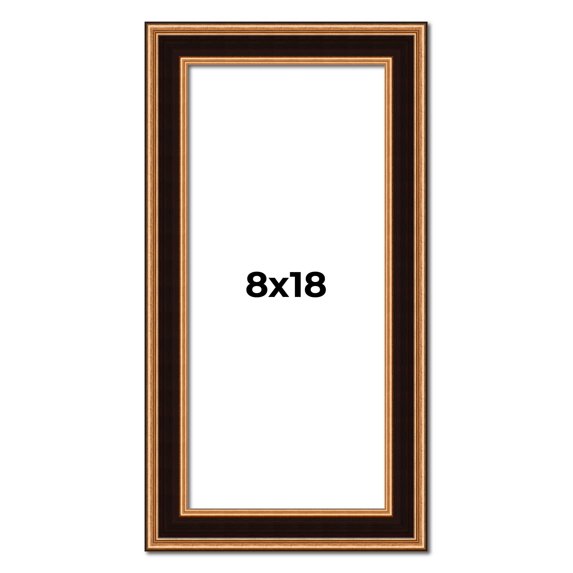 8x18 Frame Gold Brown Plein Air Vintage Solid Wood Picture Frame | 1.75 Inches Moulding Width |