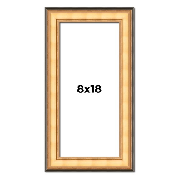 8x18 Frame Gold Plein Aire Solid Wood Picture Frame Width 2 Inches | Interior Frame Depth 0.5