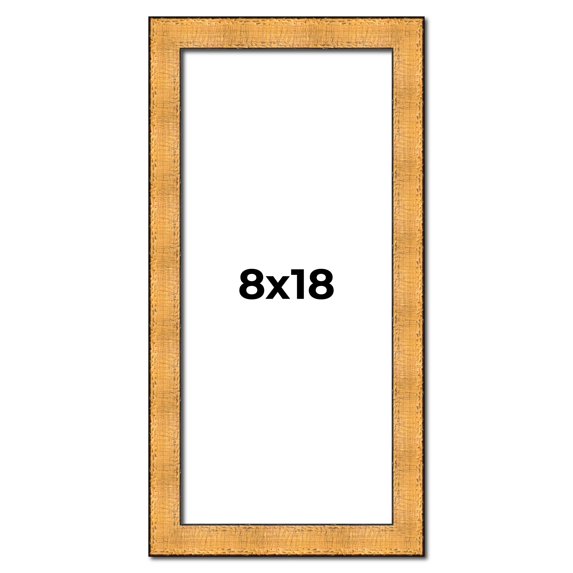 8x18 Frame Gold Rustic Solid Wood Picture Frame | 1.25 Inch Wide Moulding | Rustique Gold