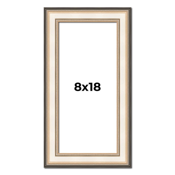 8x18 Frame Gold Silver Plein Aire 2" Inch Wide Moulding Solid Wood Picture Frame | Modena