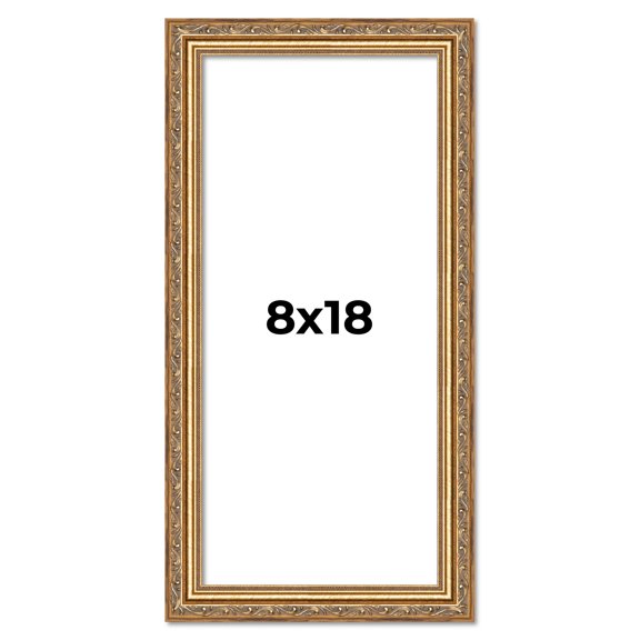 8x18 Frame Gold Solid Wood Picture Frame Width 1.25 Inches | Interior Frame Depth 0.375 Inches |