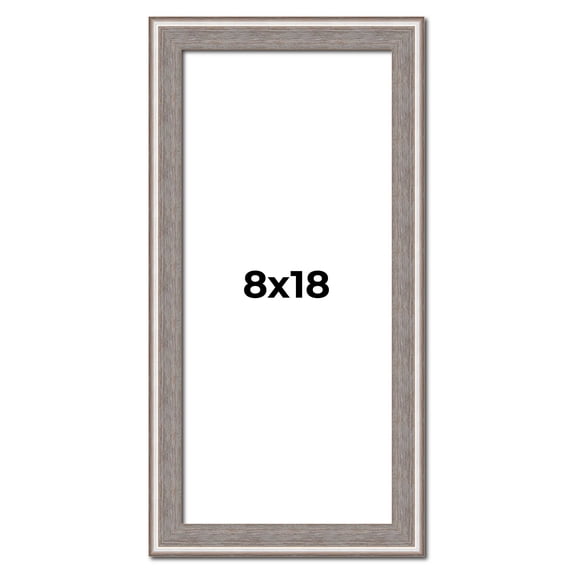 8x18 Frame Grey Real Wood Picture Frame Width 1.25 inches | Interior Frame Depth 0.5 inches | Hans