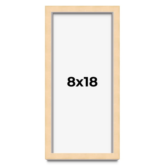 8x18 Frame Natural Wood Picture Frame | 0.75 Inch Moulding Width | with UV Acrylic Plexiglass, Foam