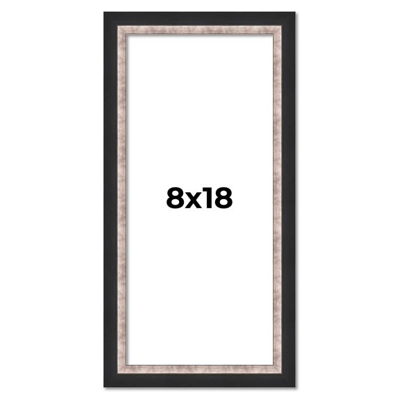 8x18 Frame Silver Real Wood Picture Frame Width 1.25 Inches | Interior Frame Depth 0.75 Inches |