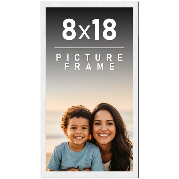 8x18 Frame White Solid Wood Picture Frame Includes UV Acrylic Shatter Guard Front, Acid Free Foam