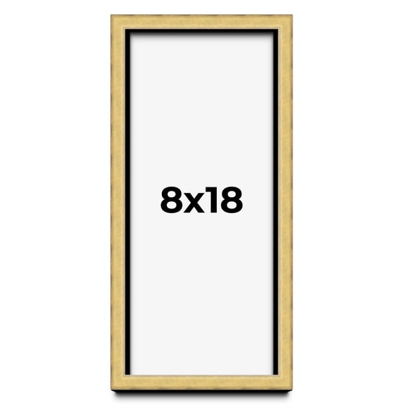 8x18 Shadow Box Frame Gold | 1.375 Inches Deep Real Wood Contemporary Shadowbox Display Frame | UV