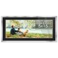 thumbnail image 1 of 8x18 Silver Picture Frame with 4.5x14.5 Black Mat Opening for 5x15 In Image, 0.75 Inch Border, UV, 1 of 5