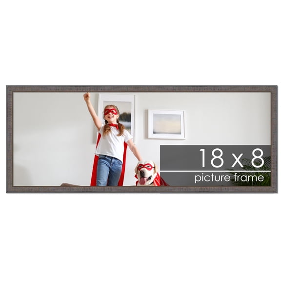 8x18 Textured Grey Picture Frame - UV Acrylic, Foam Board Backing, Hanging Hardware
