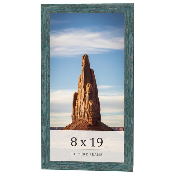 8x19 Frame Blue Rustic Barnwood Solid Wood Picture Frame Width 1.25 Inches | Interior Depth 0.5