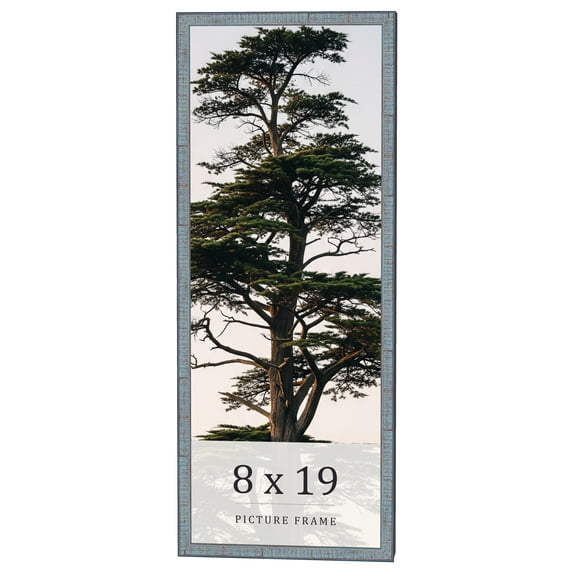 8x19 Frame Blue Scuffed Farm Board Solid Wood Picture Frame Width 0.75 Inches | Interior Depth 0.5