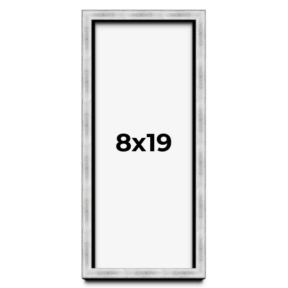 8x19 Frame Brushed Silver Solid Wood Picture Frame | 0.75 Inch Moulding Width | Rabbet Depth 0.75