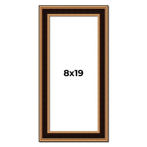8x19 Frame Gold Brown Plein Air Vintage Solid Wood Picture Frame | 1.75 Inches Moulding Width |