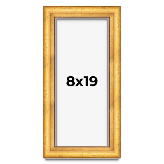 8x19 Shadow Box Frame Gold | 1.75 Inches Deep Real Wood Traditional Shadowbox Display Frame | UV