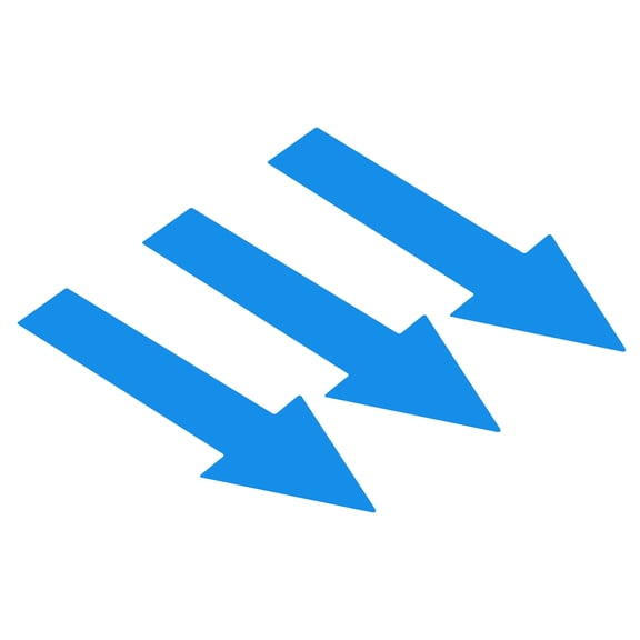 8x2" Arrow Sticker Directional Sign Adhesive Removable Floor Decal, Blue, 15Set / 45 Pack