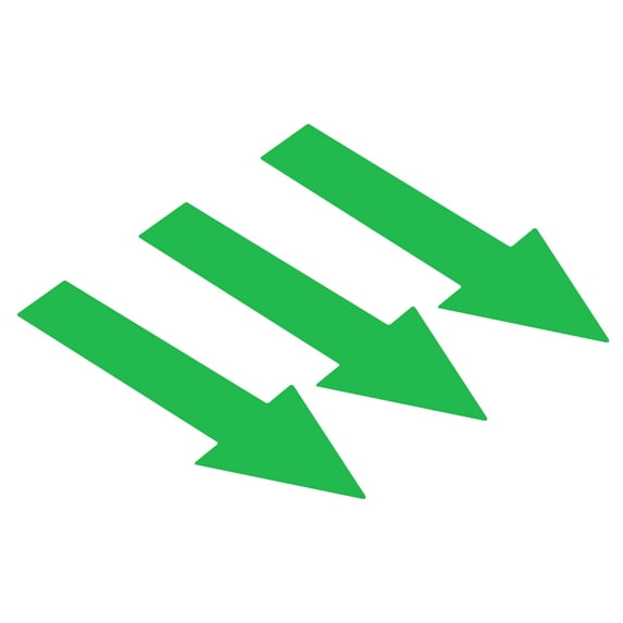 8x2" Arrow Sticker Directional Sign Adhesive Removable Floor Decal, Green, 15Set / 45 Pack