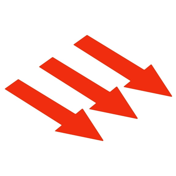 8x2" Arrow Sticker Directional Sign Adhesive Removable Floor Decal, Red, 20Set / 60 Pack