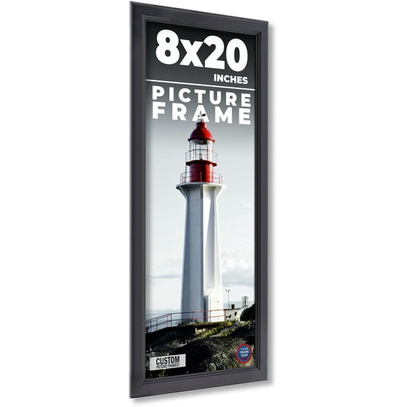 8x20 - 8 x 20 Contemporary Black Solid Wood Frame with UV Framer's Acrylic & Foam Board Backing -