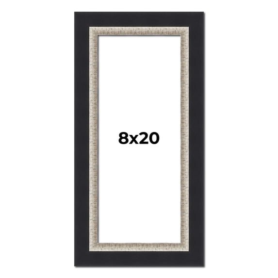 8x20 Frame Black Real Wood Picture Frame Width 2.25 Inches | Interior Frame Depth 0.5 Inches |