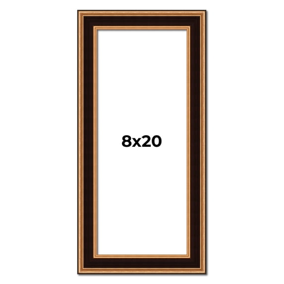8x20 Frame Gold Brown Plein Air Vintage Solid Wood Picture Frame | 1.75 Inches Moulding Width |