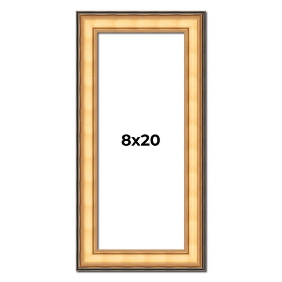 8x20 Frame Gold Plein Aire Solid Wood Picture Frame Width 2 Inches | Interior Frame Depth 0.5